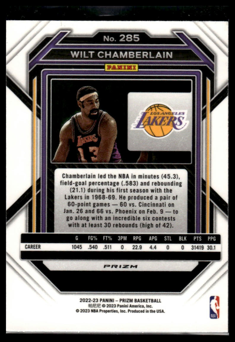 2022-23 Panini Prizm #285 Wilt Chamberlain Prizms Blue Wave