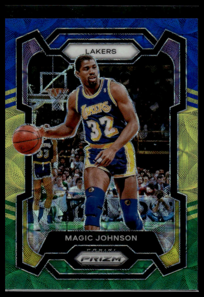2023-24 Panini Prizm #185 Magic Johnson Prizms Choice Blue Yellow and Green