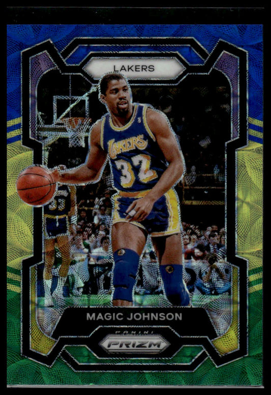 2023-24 Panini Prizm #185 Magic Johnson Prizms Choice Blue Yellow and Green