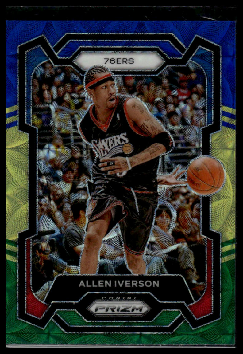 2023-24 Panini Prizm #184 Allen Iverson Prizms Choice Blue Yellow and Green