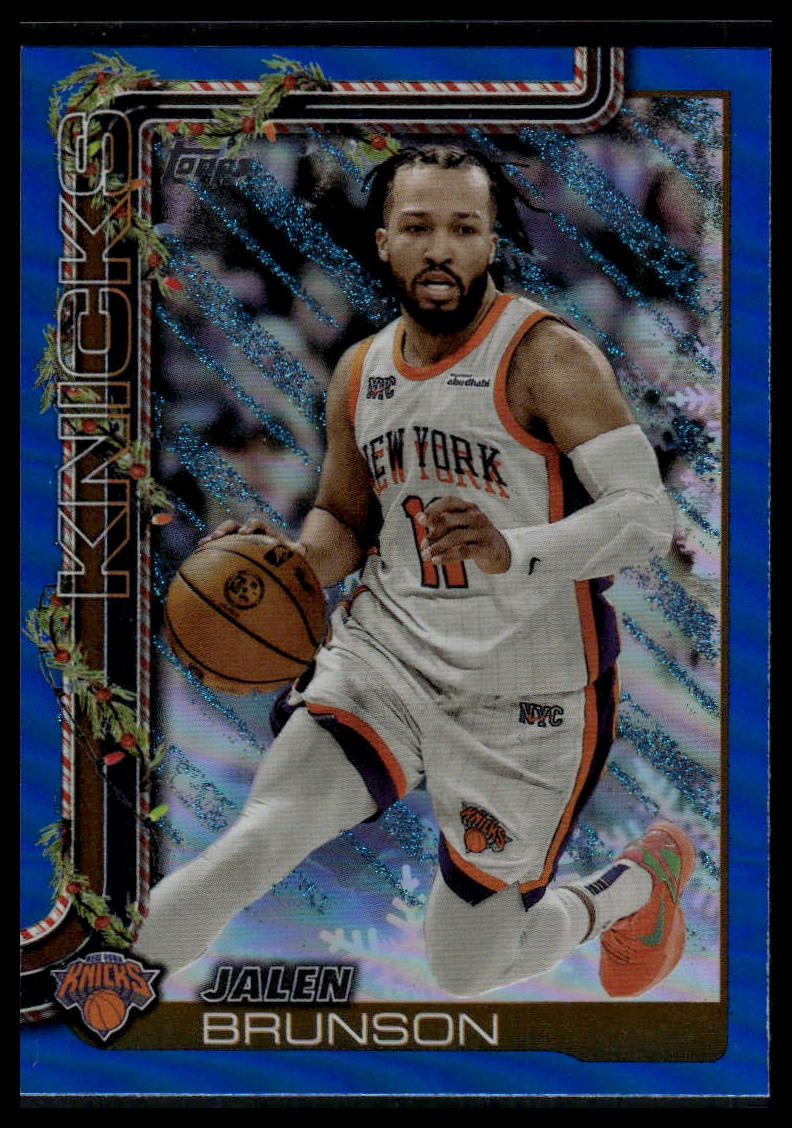 2025-26 Topps Holiday #H12 Jalen Brunson Blue Metallic Glitter Holiday