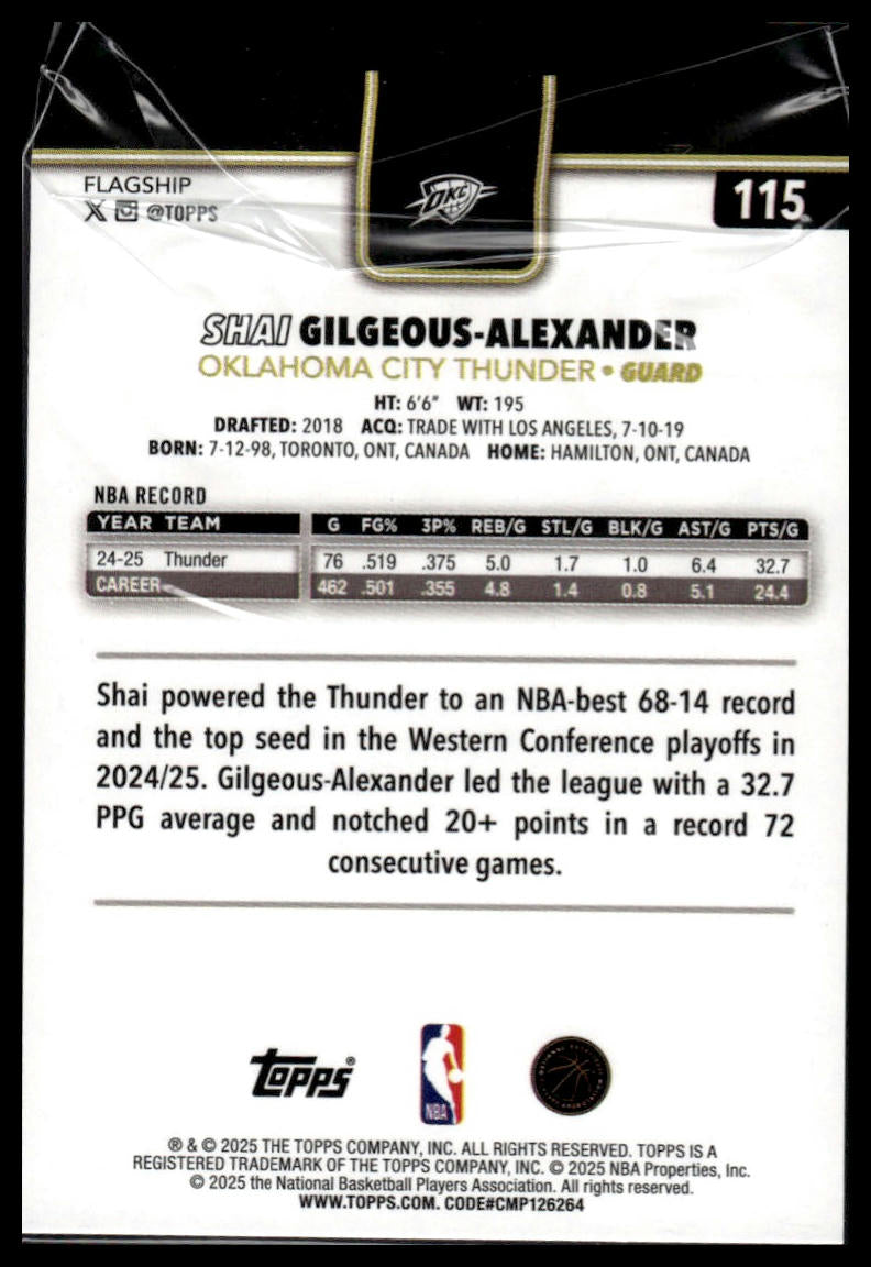 2025-26 Topps #115 Shai Gilgeous-Alexander Blackout