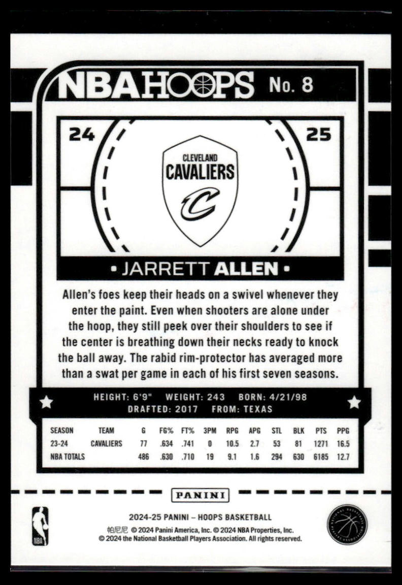 2024-25 Hoops #8 Jarrett Allen Dragon Year #/75