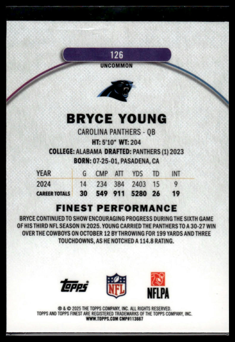 2025 Finest #126 Bryce Young X-Fractor
