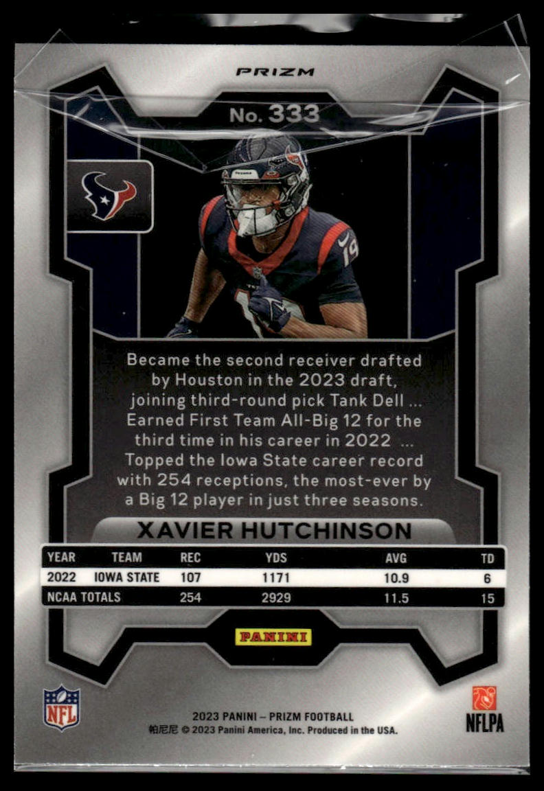 2023 Panini Prizm #333 Xavier Hutchinson Rookie Variations Prizms Silver