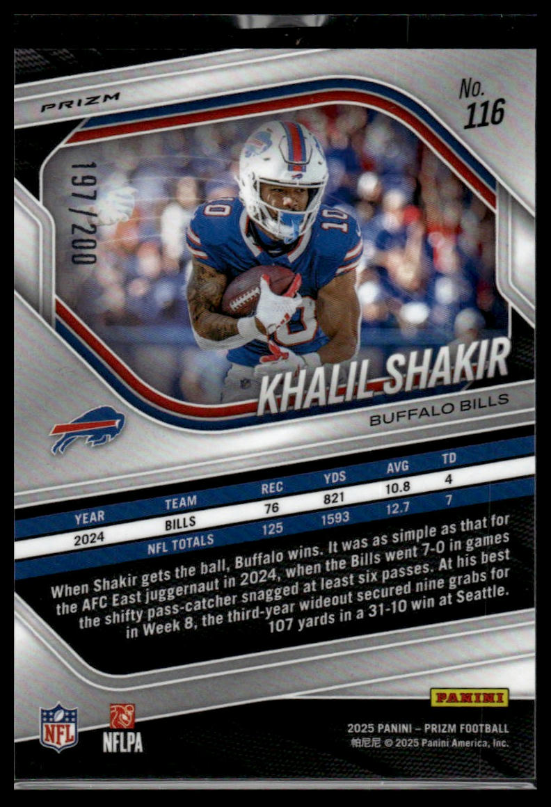 2025 Panini Prizm #116 Khalil Shakir Hyper #/200