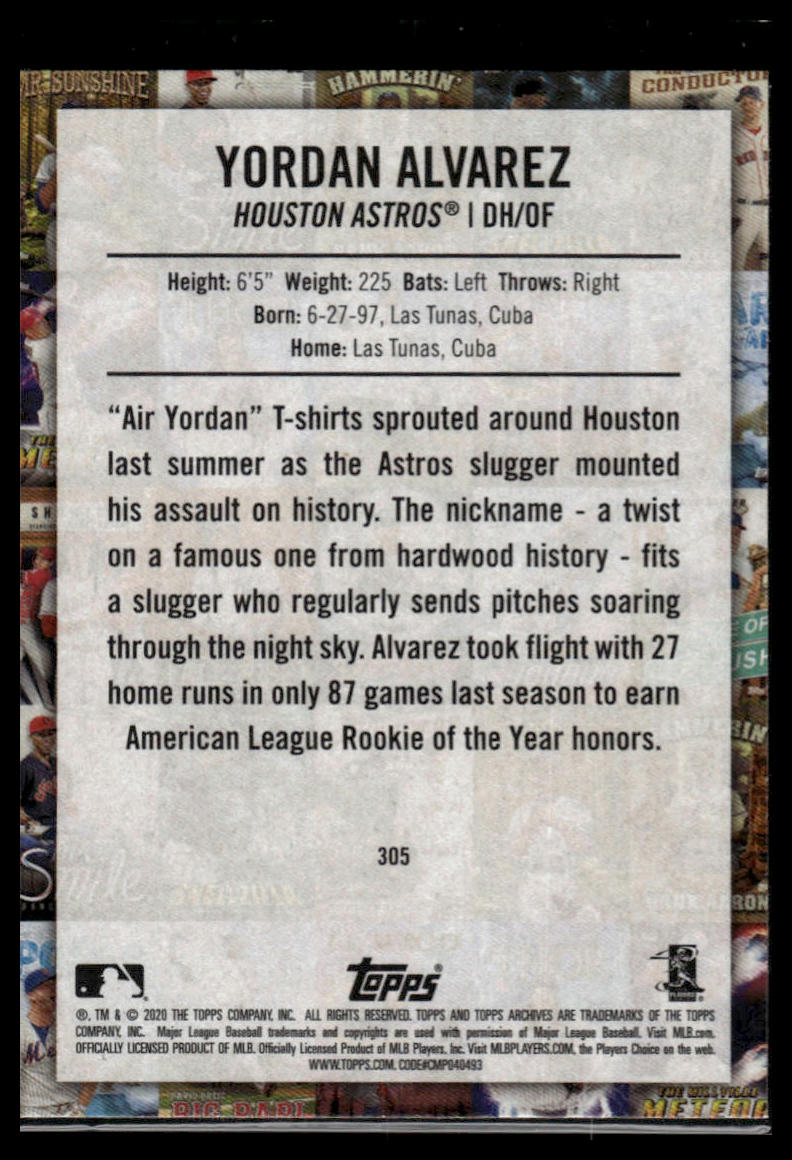 2020 Topps Archives #305 Yordan Alvarez