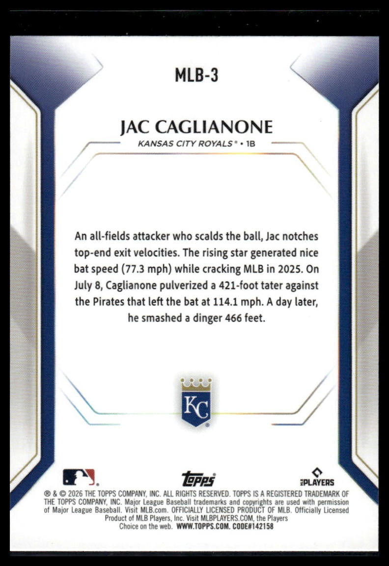 2026 Topps #MLB-3 Jac Caglianone Topps Collector Kit