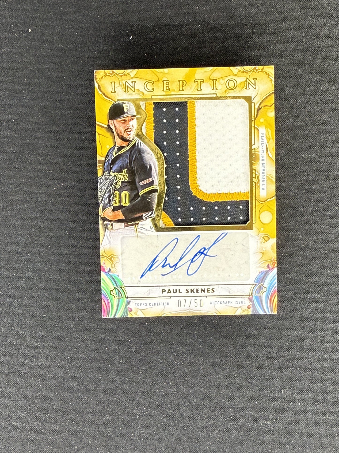 2025 Topps Inception Paul Skenes Inception Autograph Jumbo Patch Gold #/50