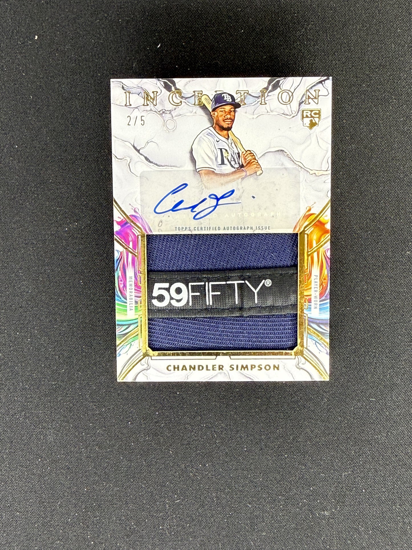 2025 Topps Inception Chandler Simpson Inception Auto Jumbo Relic Hat 59Fifty #/5