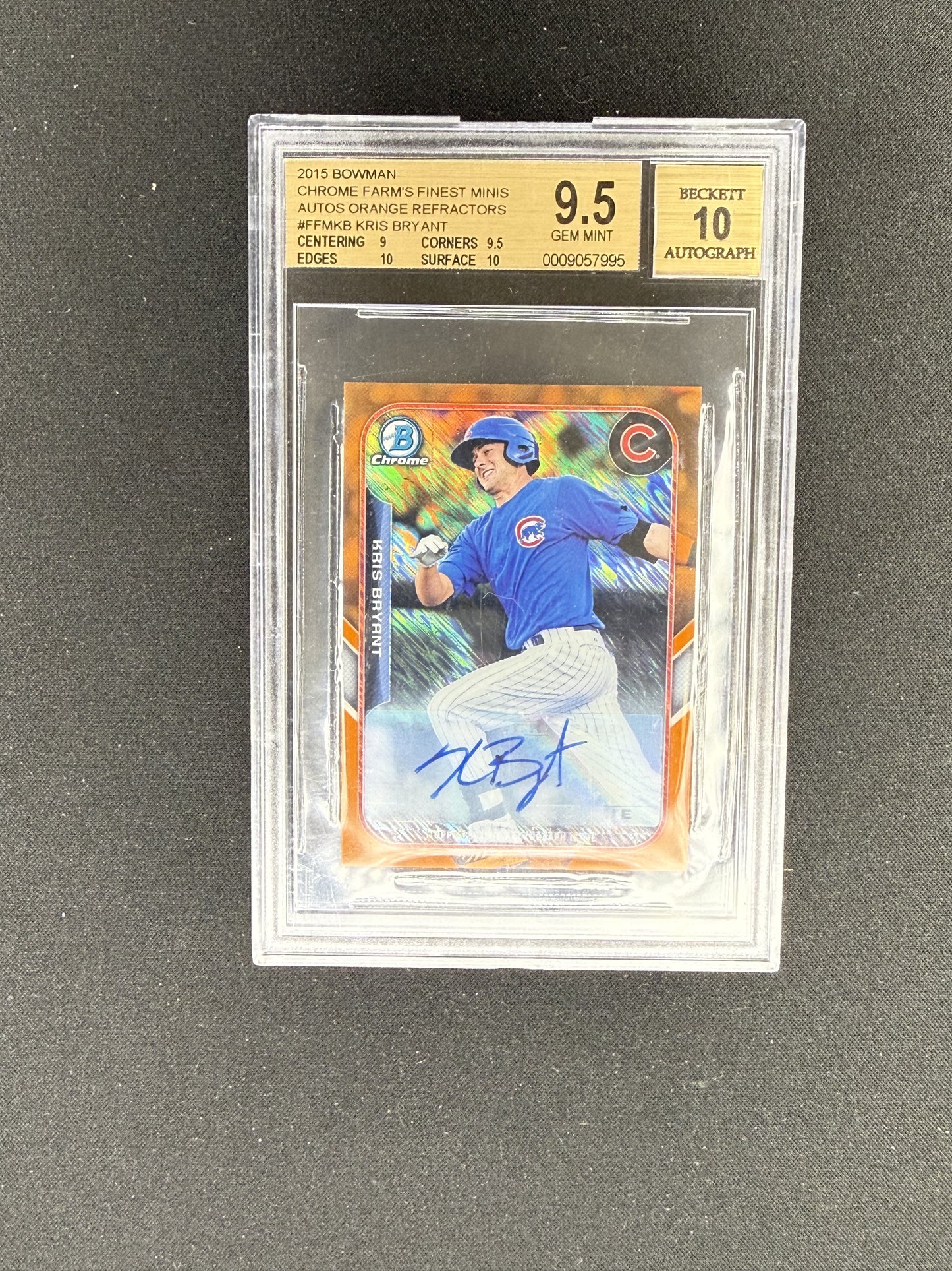 2015 Bowman Chrome Mini Orange /25 Auto Kris Bryant BGS 9.5