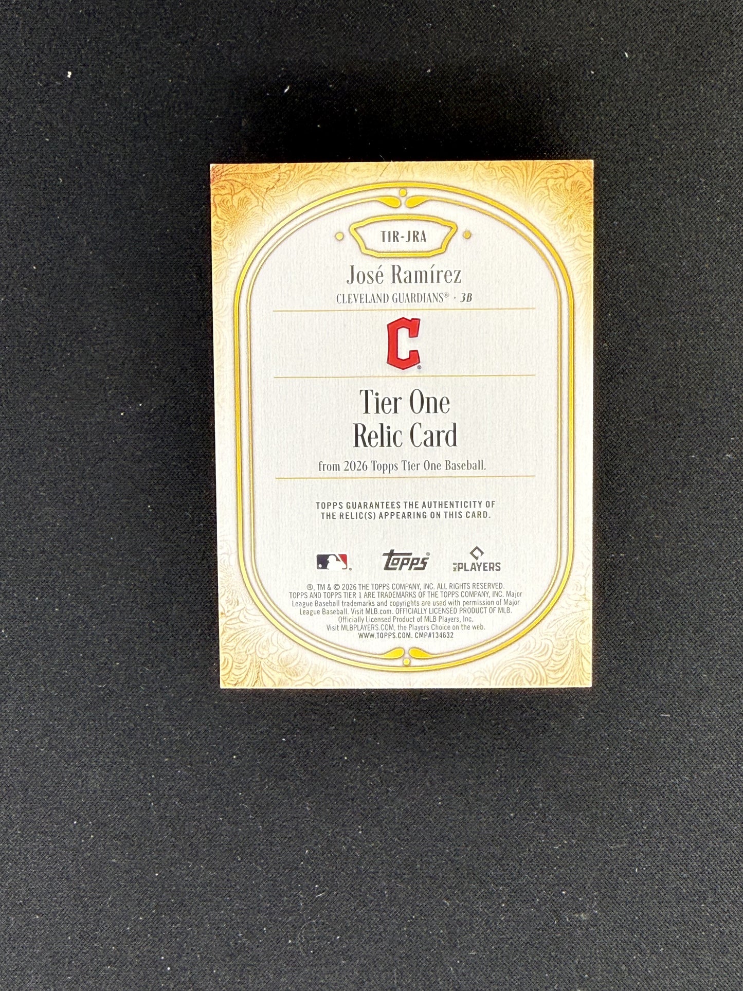 2026 Topps Tier One #T1R-JRA José Ramírez Tier One Relics /199