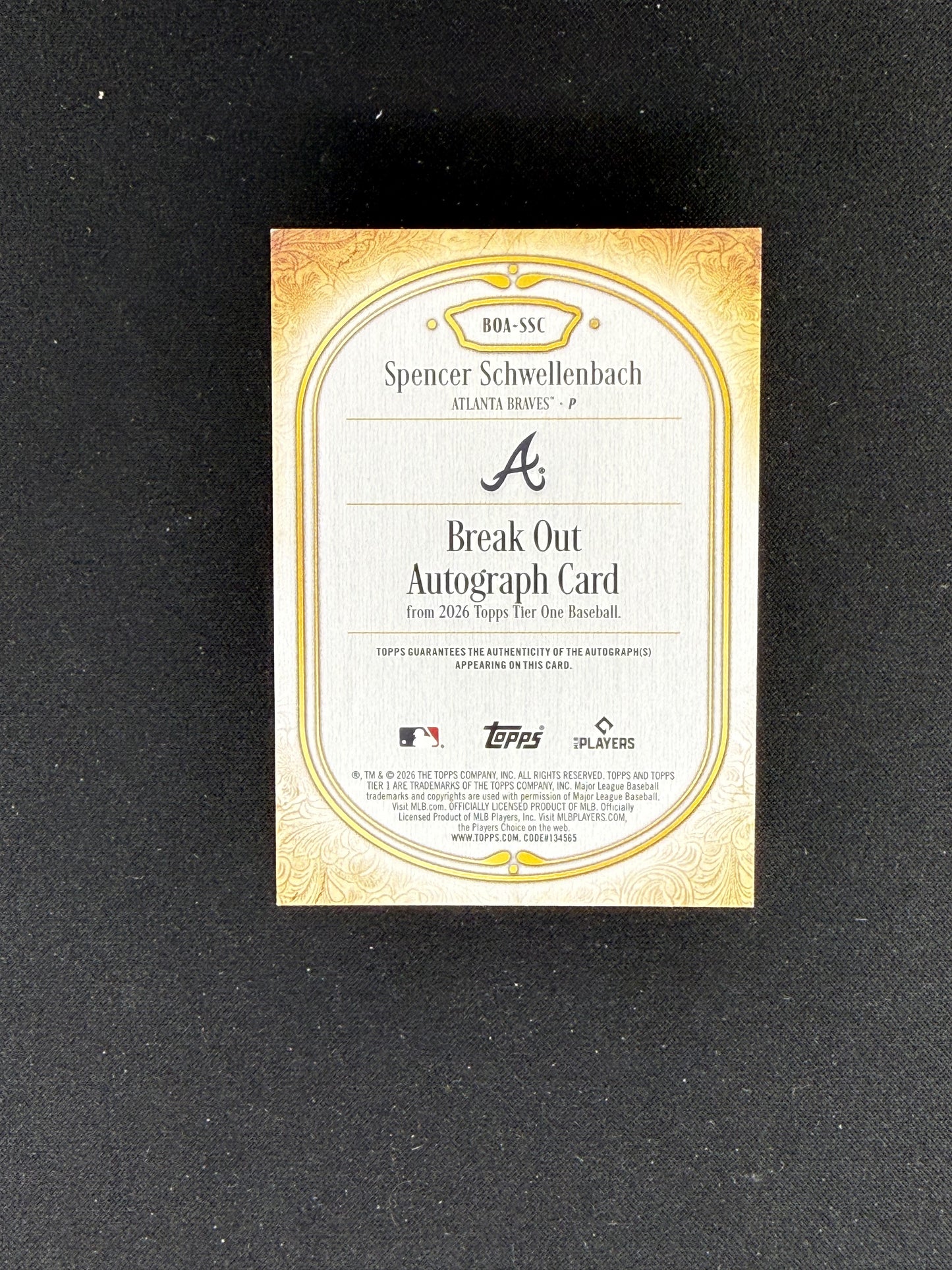 2026 Topps Tier One #BOA-SSC Spencer Schwellenbach Break Out Autographs #/299