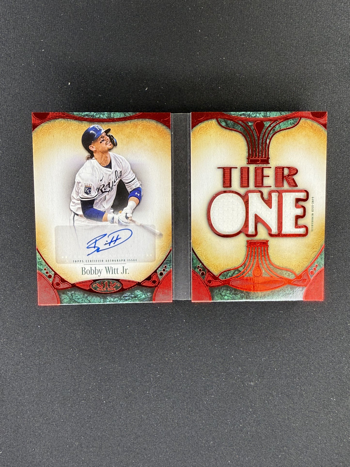 2026 Topps Tier One Bobby Witt Jr. Autographed Tier One Relics Die-Cut Book Red