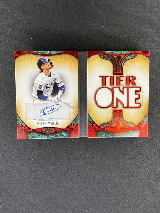 2026 Topps Tier One Bobby Witt Jr. Autographed Tier One Relics Die-Cut Book Red