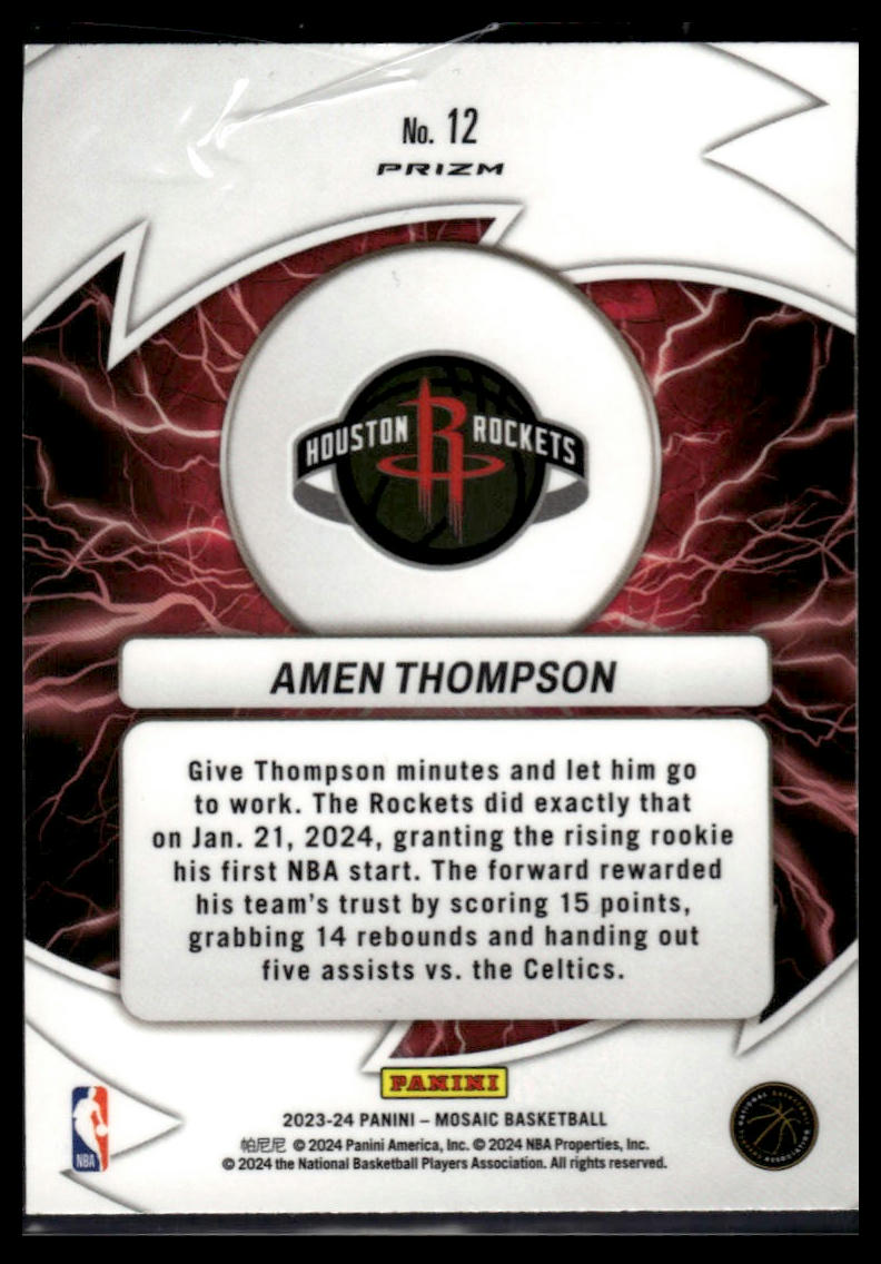 2023-24 Panini Mosaic #12 Amen Thompson Thunder Road Mosaic Green