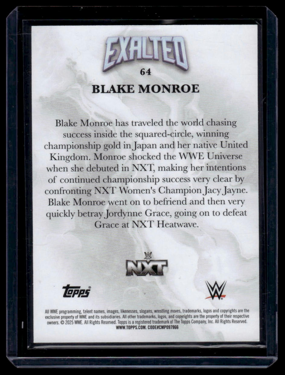 2025 Topps Exalted WWE #64 Blake Monroe White #/150