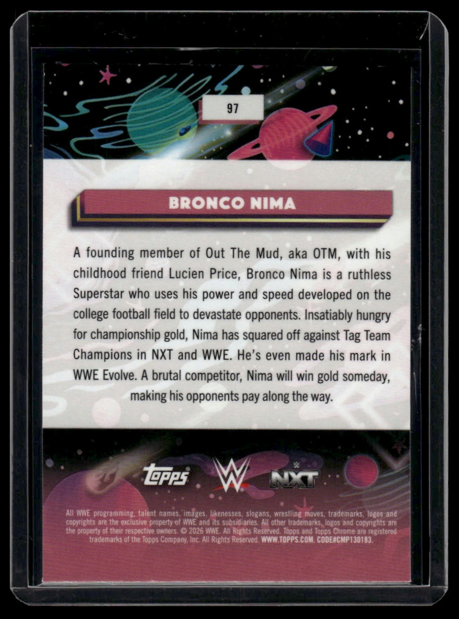 2026 Topps Chrome Cosmic WWE #97 Bronco Nima Green Space Dust Refractor #/75