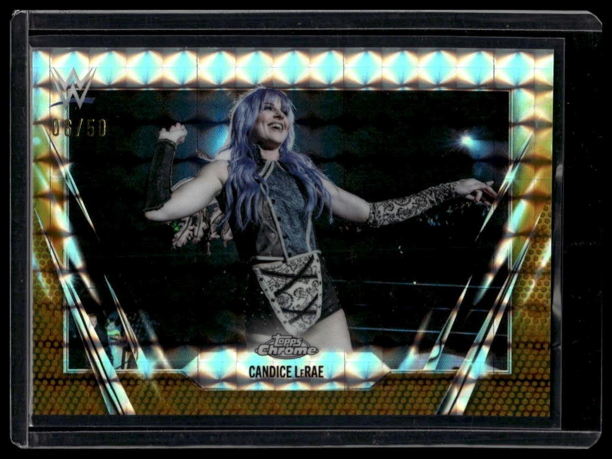 2026 Topps Chrome WWE #90 Candice LeRae Gold Geometric Refractor #/50