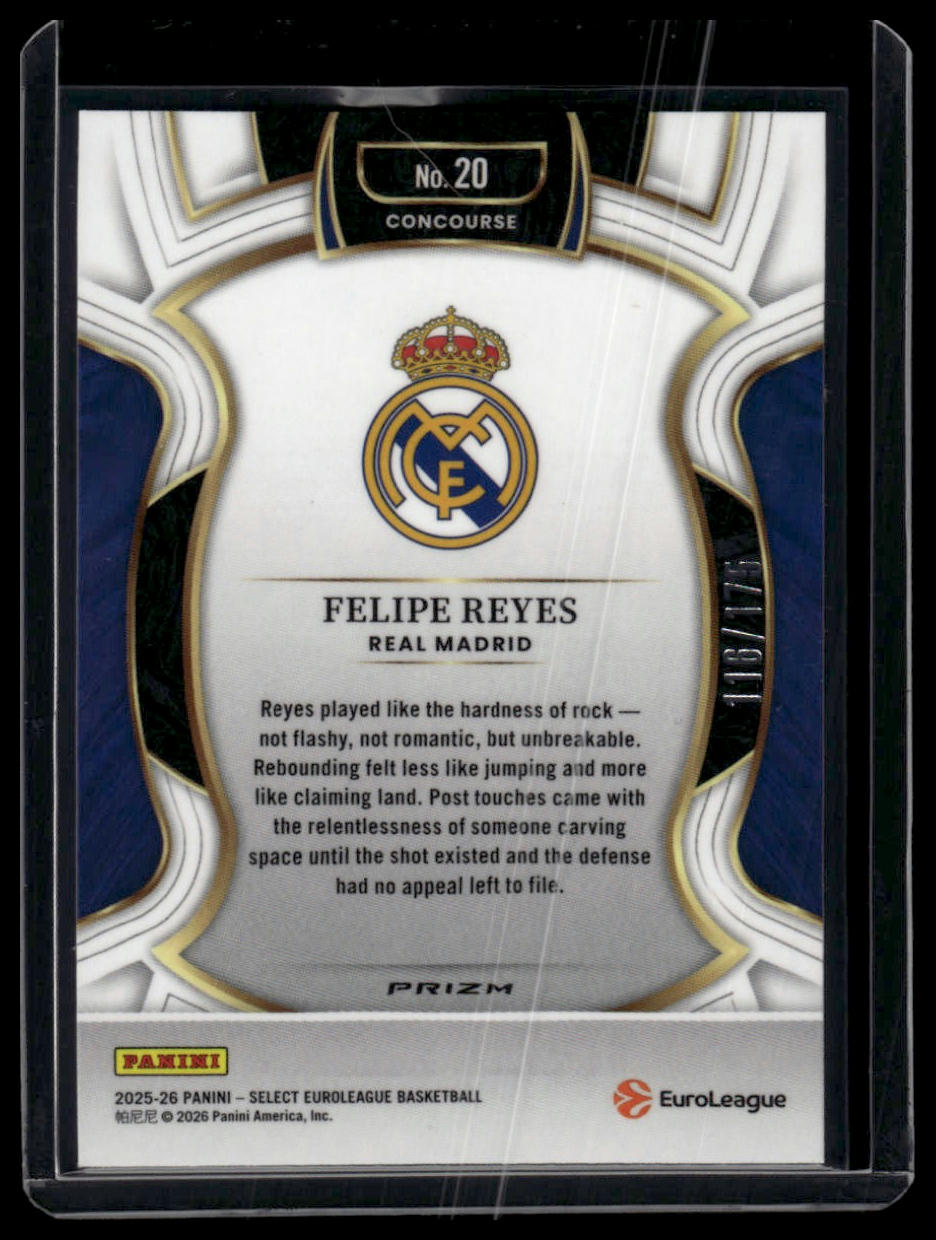 2025-26 Panini Select EuroLeague #20 Felipe Reyes Maroon /175