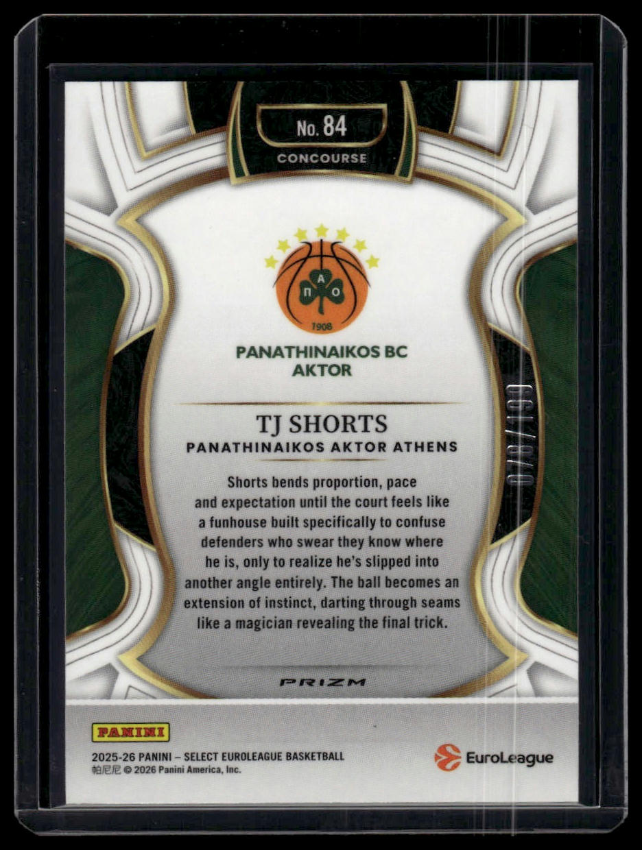 2025-26 Panini Select EuroLeague #84 TJ Shorts Red /199