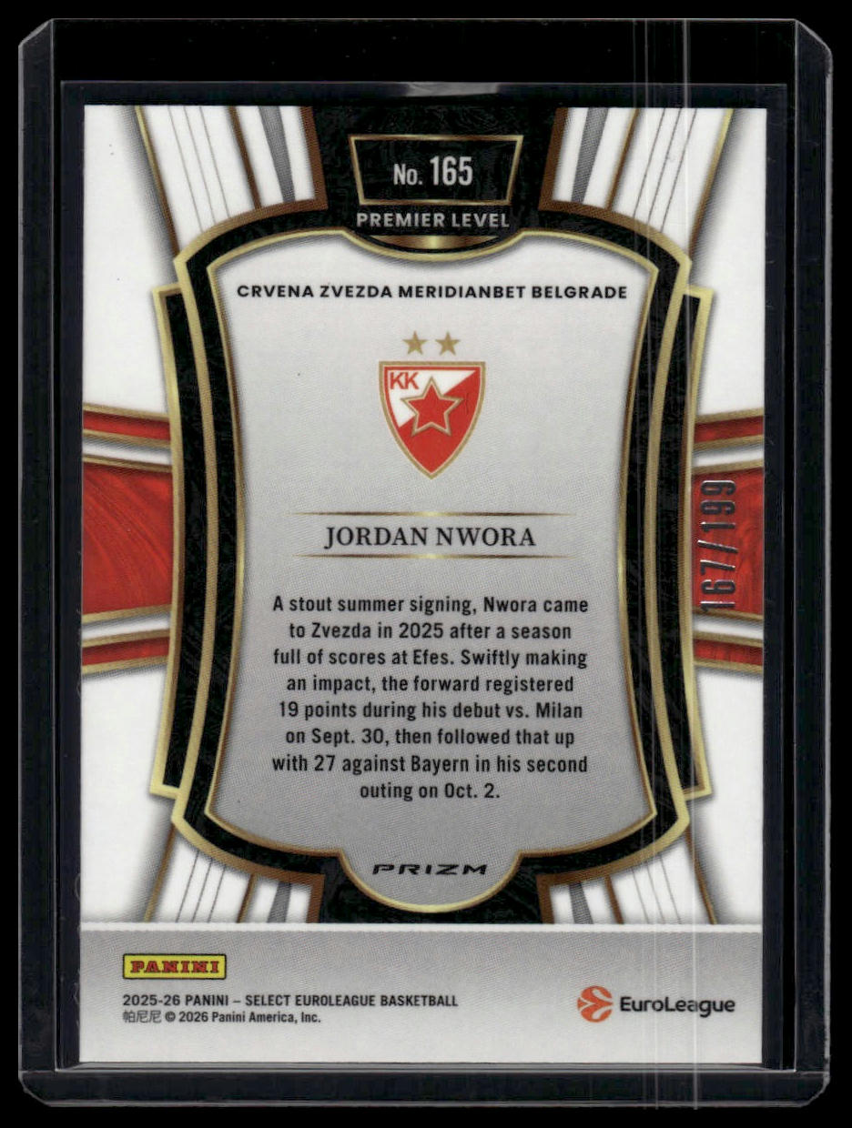 2025-26 Panini Select EuroLeague #165 Jordan Nwora Red /199