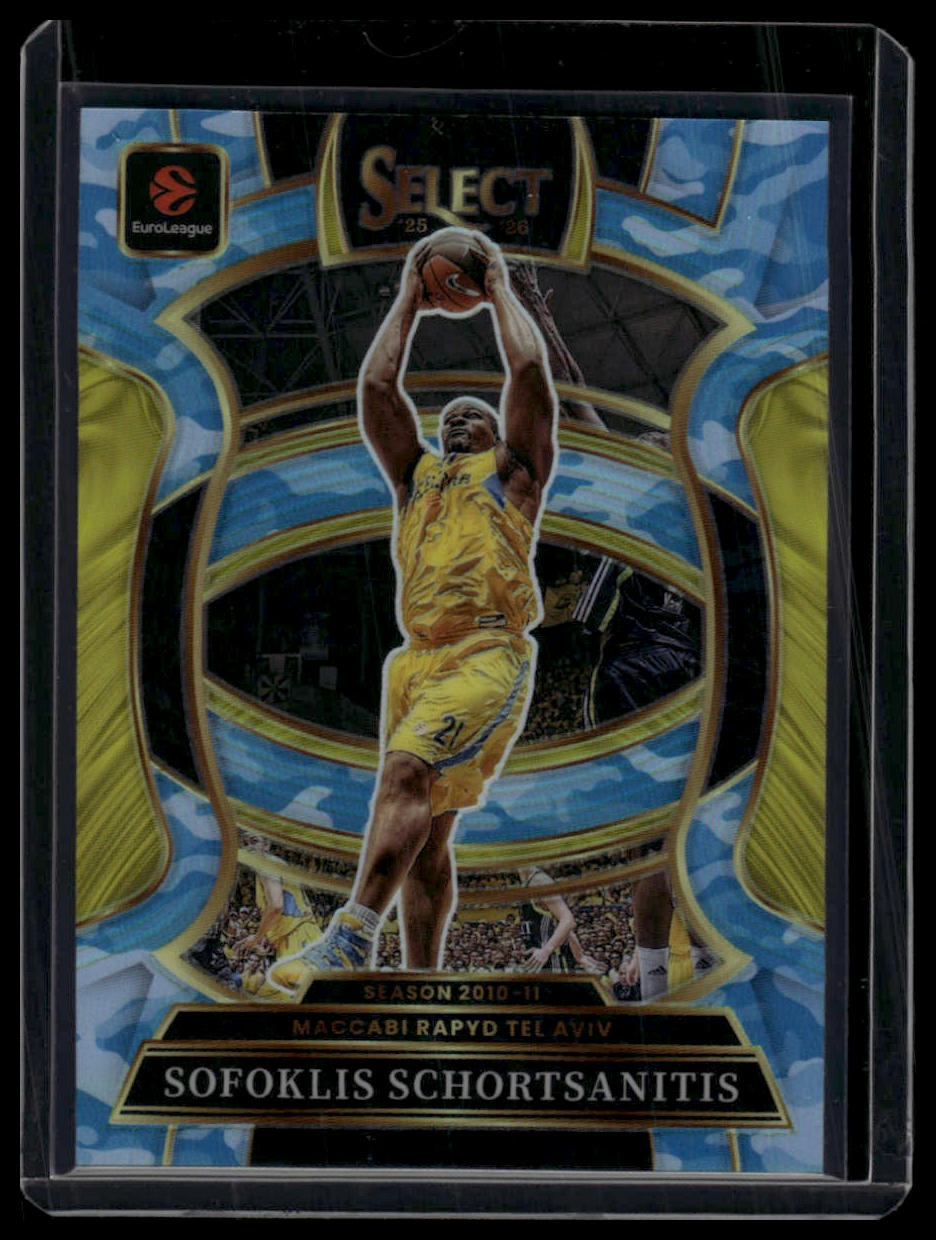 2025-26 Panini Select EuroLeague #22 Sofoklis Schortsanitis Blue Camo Prizm #/99