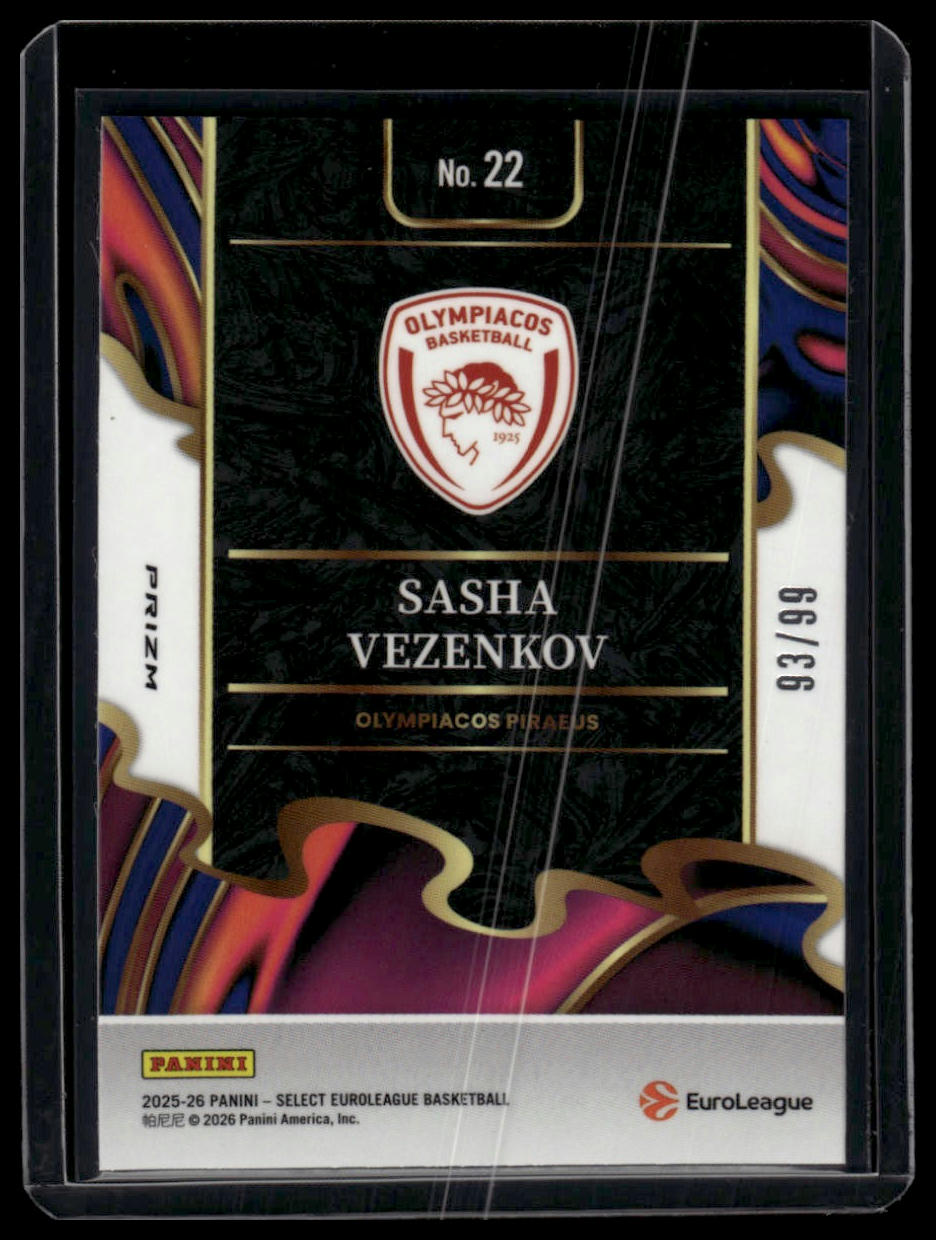 2025-26 Panini Select EuroLeague #20 Sasha Vezenkov Clutch /99