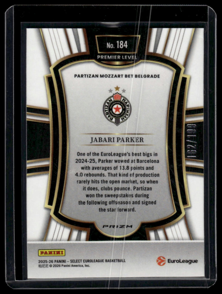2025-26 Panini Select EuroLeague #184 Jabari Parker Red /199
