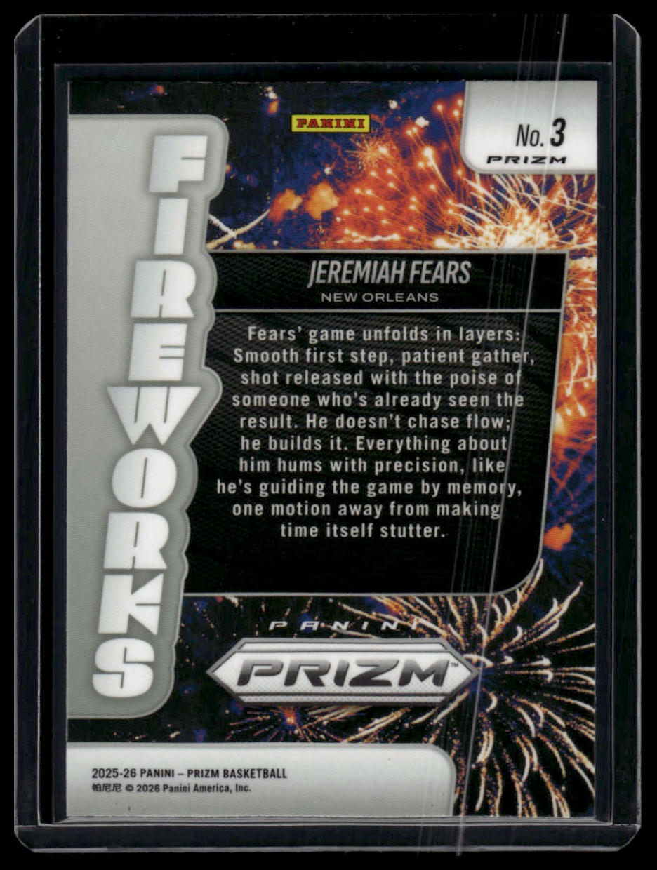 2025-26 Panini Prizm #7 Jeremiah Fears Fireworks Hyper Rookie