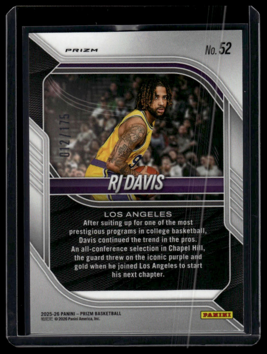 2025-26 Panini Prizm #52 RJ Davis Orange Pulsar Prizm #/175