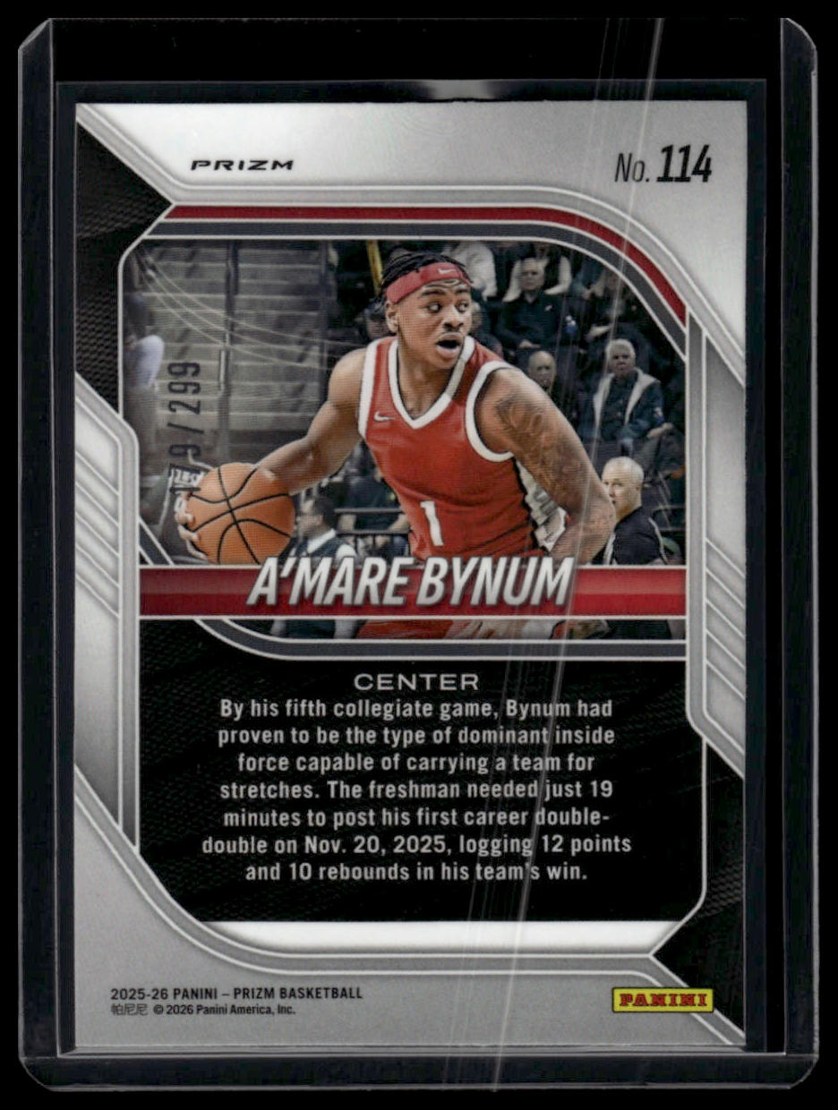 2025-26 Panini Prizm #114 Amare Bynum Red Pulsar Prizm #/299