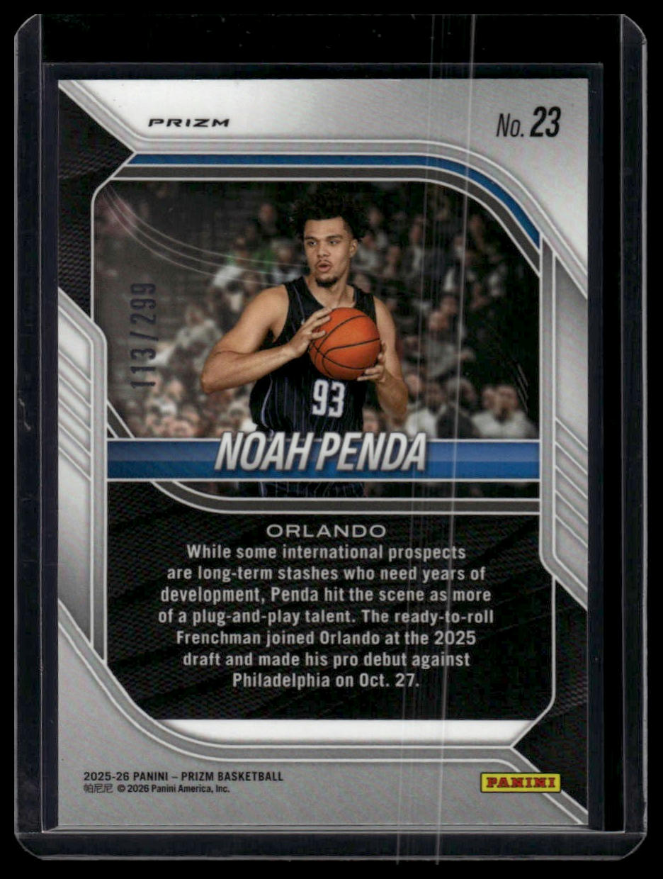2025-26 Panini Prizm #23 Noah Penda Red Wave Prizm #/299