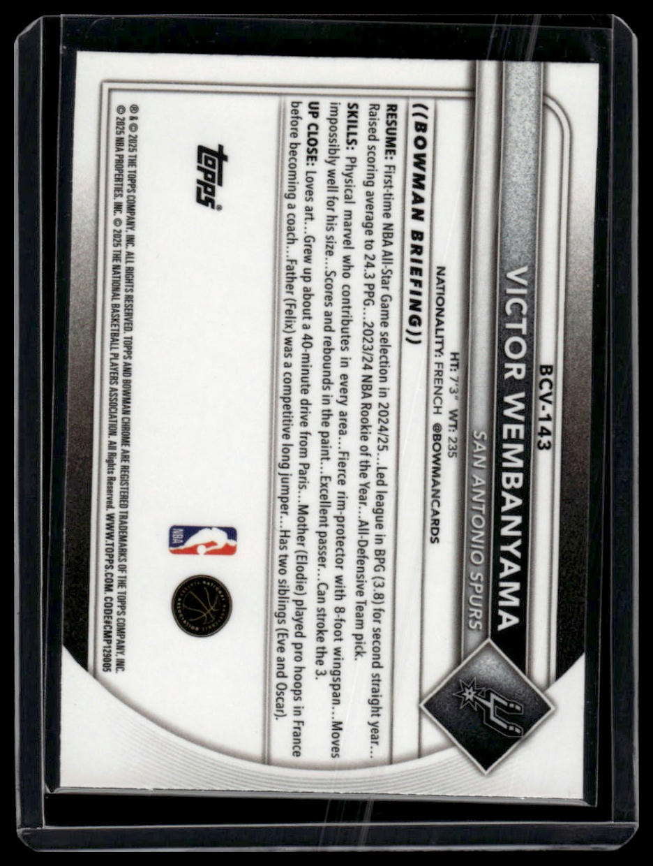 2025-26 Bowman #BCV-143 Victor Wembanyama Chrome Mojo Refractors