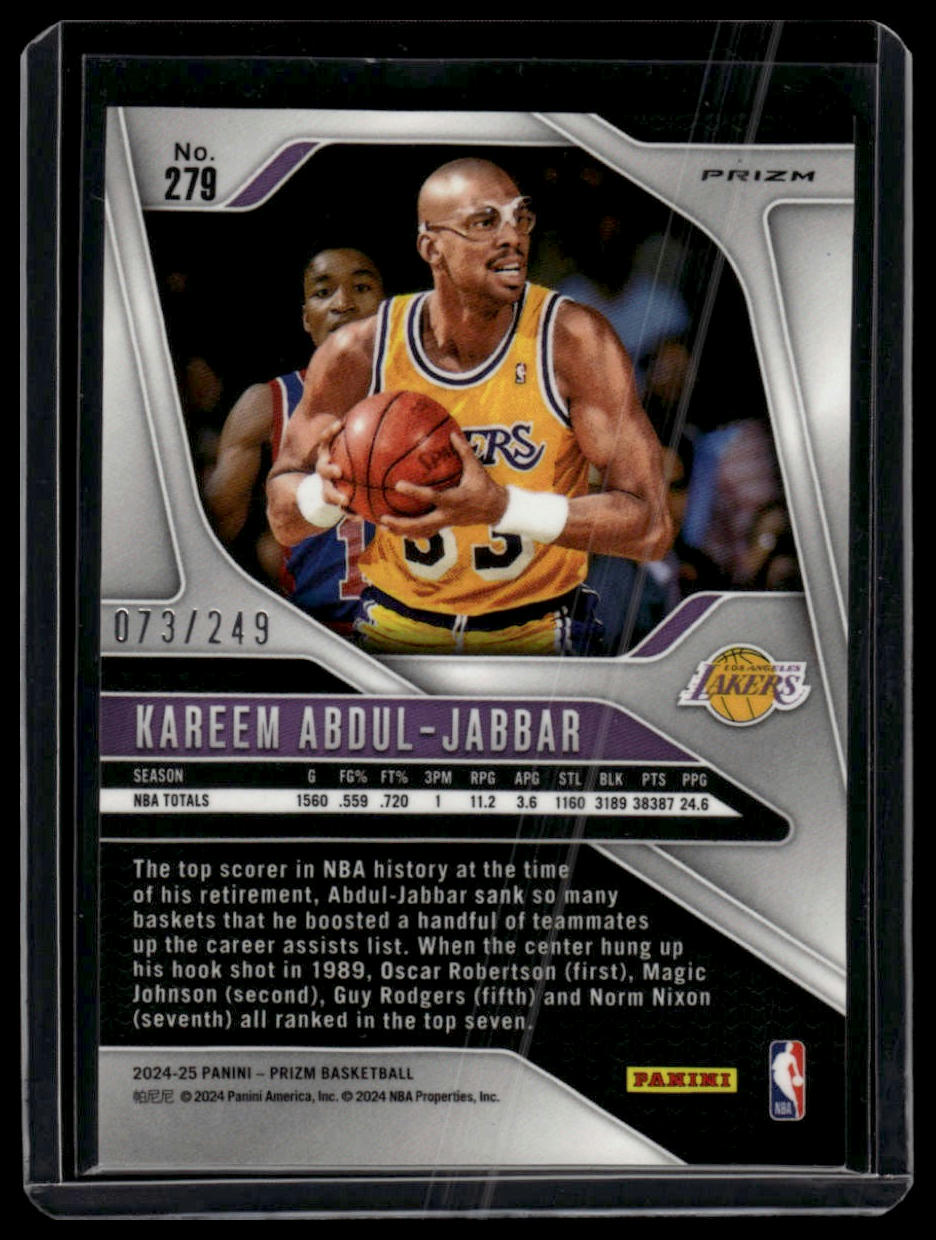 2024-25 Panini Prizm #279 Kareem Abdul-Jabbar Prizms Skewed #/249