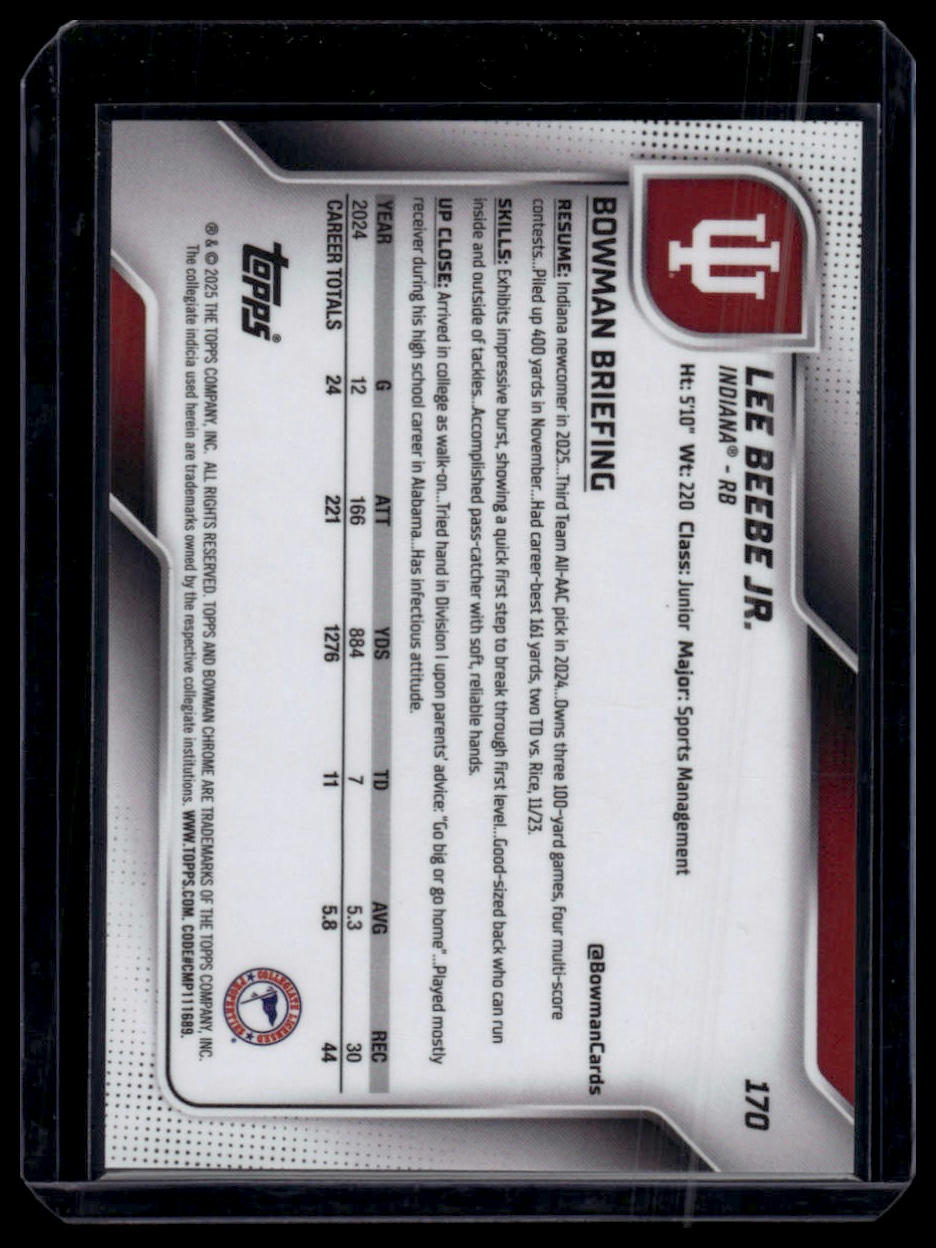 2025 Bowman University Chrome #170 Lee Beebe Jr. White Shimmer Refractor #/15