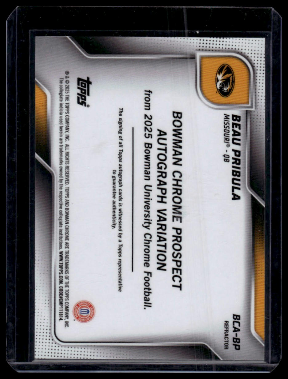 2025 Bowman University Chrome #BCA-BP Beau Pribula Auto Refractor #/299