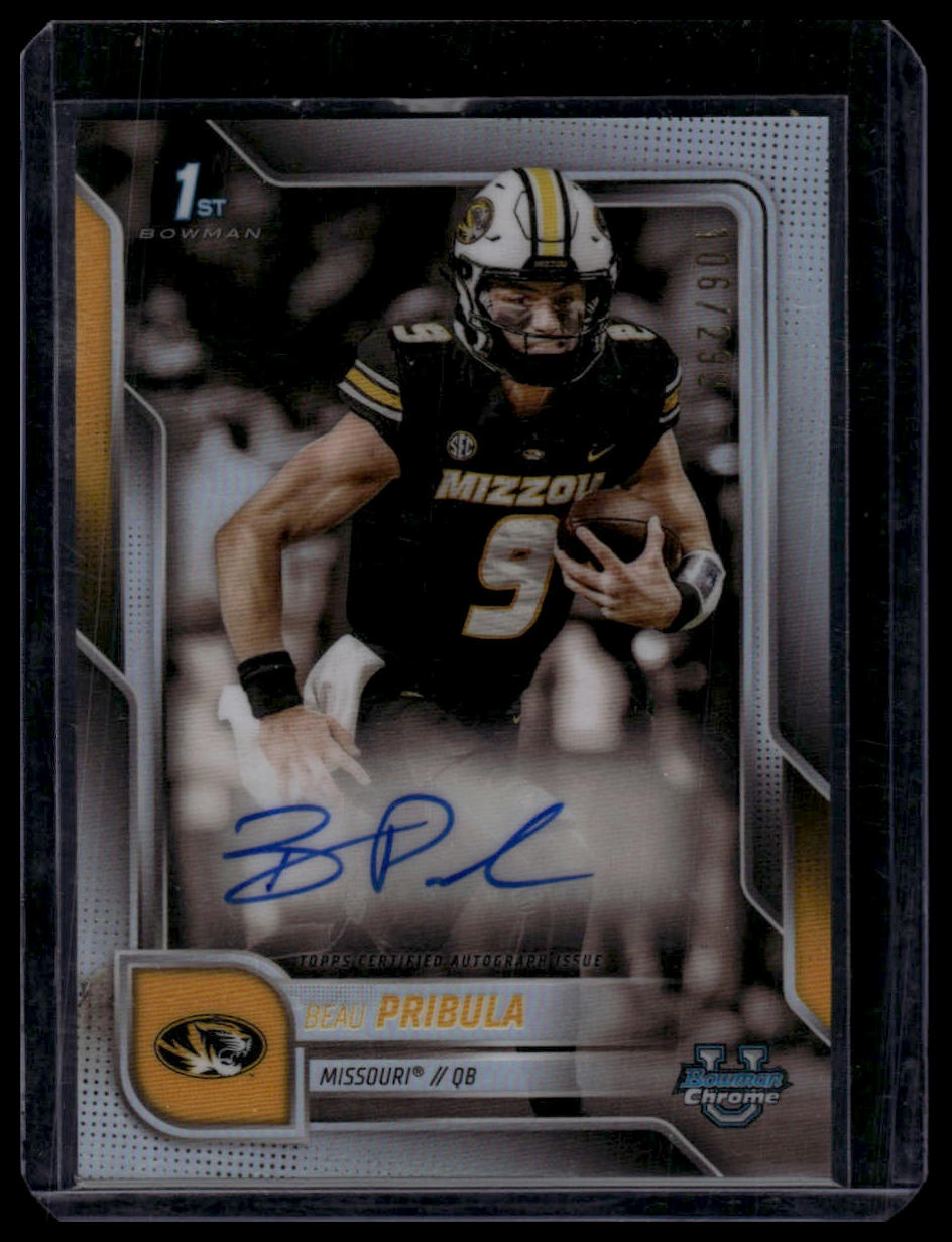 2025 Bowman University Chrome #BCA-BP Beau Pribula Auto Refractor #/299